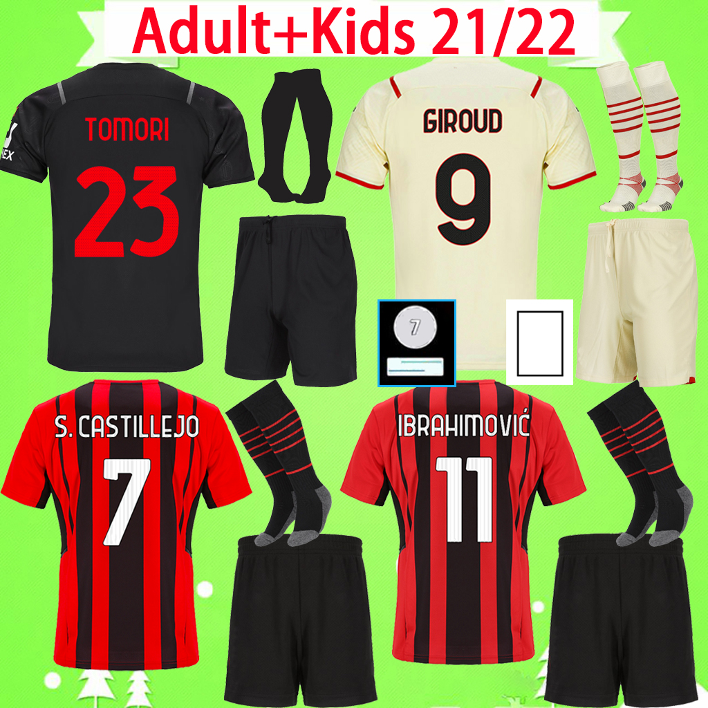 Adult + kids kit with socks AC milan 21 soccer jerseys boys sets IBRAHIMOVIC BRAHIM TOMORI R.LEAO THEO REBIC children 2021 2022 football shirt men suits home away third, 21/22 kit with socks
Adult + kids kit with socks AC milan 21 soccer jerseys boys sets IBRAHIMOVIC BRAHIM TOMORI R.LEAO THEO REBIC children 2021 2022 football shirt men suits home away third, 21/22 kit with socks