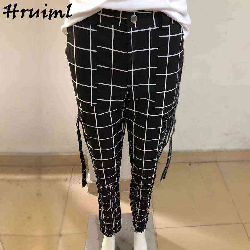Women Pants Slim Pocket Solid Color Streetwear Female Fashion Casual Plus Size S-5XL Zipper Tie Feet Trousers 211115