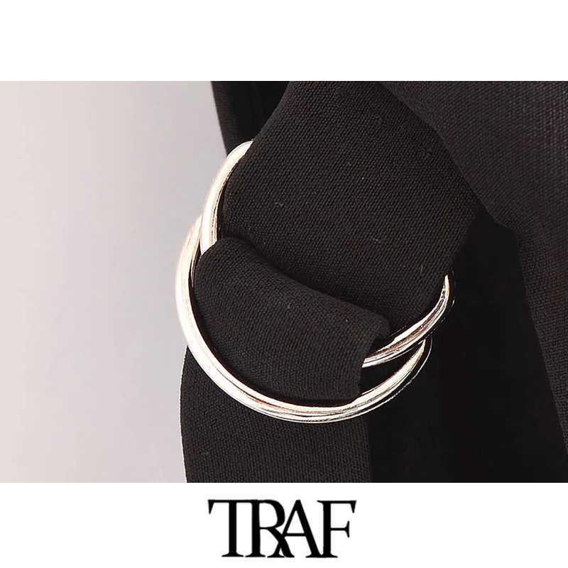 TRAF Women Fashion With Tabs Single Button Office Wear Waistcoat Vintage Sleeveless Side Vents Female Vest Coat Chic Veste 210819