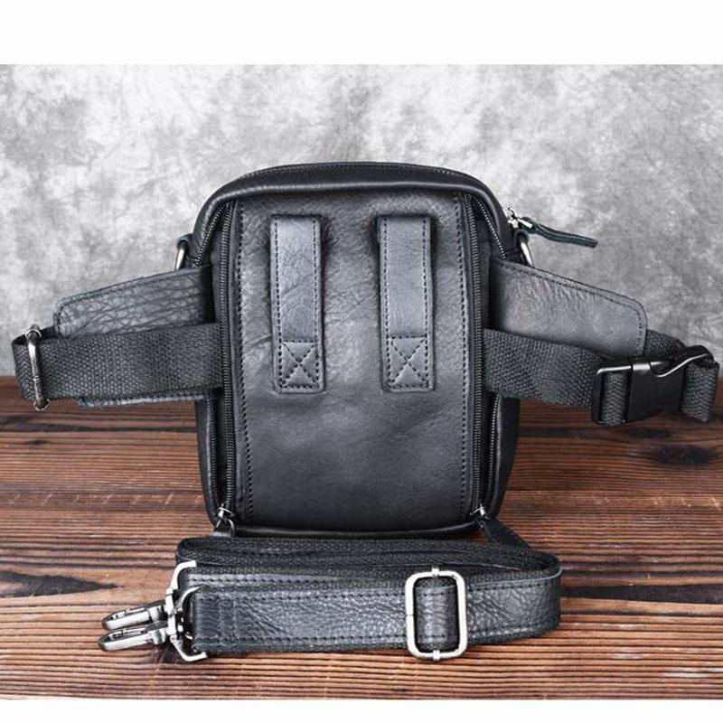 Retro Shoulder AETOO Men's First Layer Waist Bag Outdoor Leisure Pockets Multi-function Leather Small