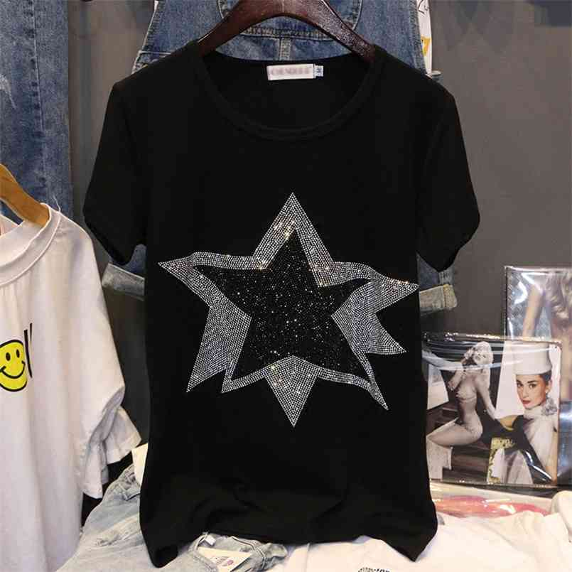 summer cotton short sleeve T-shirt Black All-match leisure Pullovers Stars pattern Diamonds clothes for women tops 210708, Picture color
summer cotton short sleeve T-shirt Black All-match leisure Pullovers Stars pattern Diamonds clothes for women tops 210708, Picture color