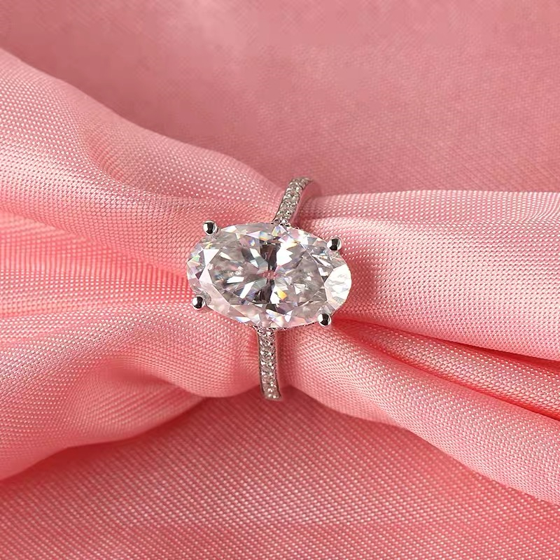 Fashion 925 Sliver Sterling oval Simulated Diamond Stone Rings for Women Drilled White Topaz Bizuteria Anillos Gemstone S925 Jewelry Wholesale