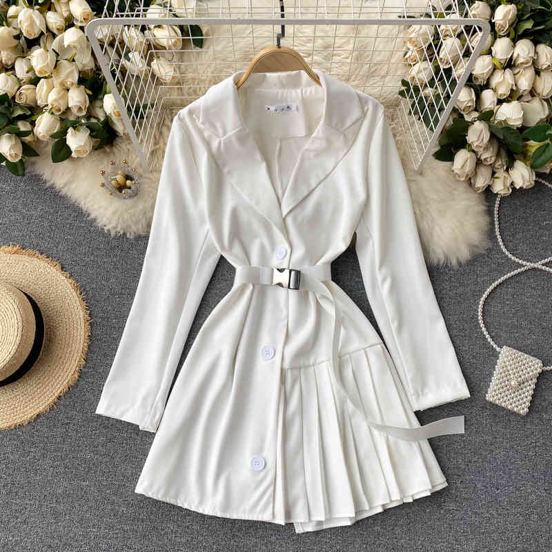 Women Pleated Notched Collar Long Sleeve Single Breasted Waist Dress Solid Color Slim Fashion Spring Summer 11B586 210525, White
Women Pleated Notched Collar Long Sleeve Single Breasted Waist Dress Solid Color Slim Fashion Spring Summer 11B586 210525, White