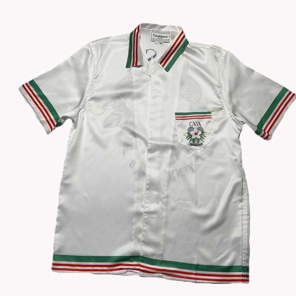 Casablanca Tennis Club Tennis Racket stripe color matching silk short sleeve shirt Unisex European and American, Beige
Casablanca Tennis Club Tennis Racket stripe color matching silk short sleeve shirt Unisex European and American, Beige