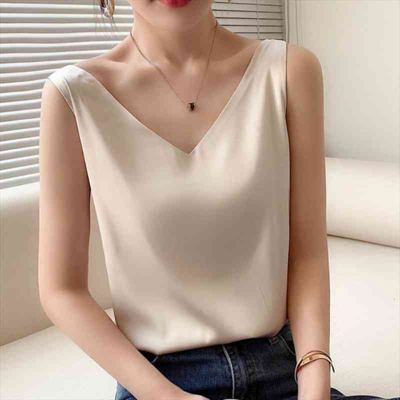 summer silk blouses solid sleeveless womens cami crop casual ladies v neck female vest women loose halter, White
summer silk blouses solid sleeveless womens cami crop casual ladies v neck female vest women loose halter, White