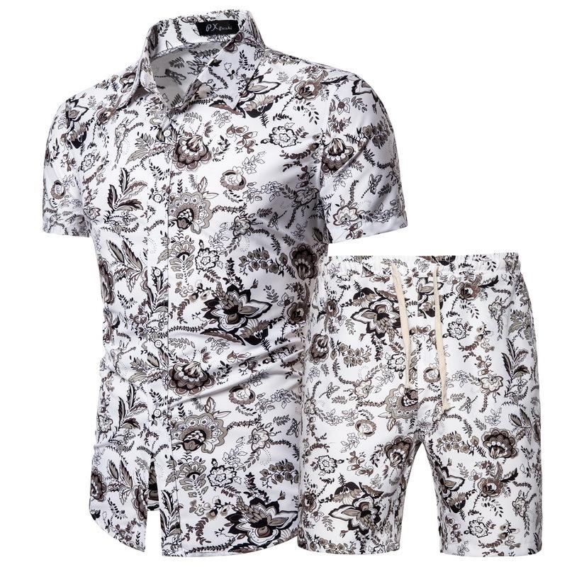 Mens Summer Tracksuit Hawaiian Floral Shirts + Beach Shorts 2 Pieces Set Quick Dry Short Sleeve Male Sets Ropa Hombre
Mens Summer Tracksuit Hawaiian Floral Shirts + Beach Shorts 2 Pieces Set Quick Dry Short Sleeve Male Sets Ropa Hombre
