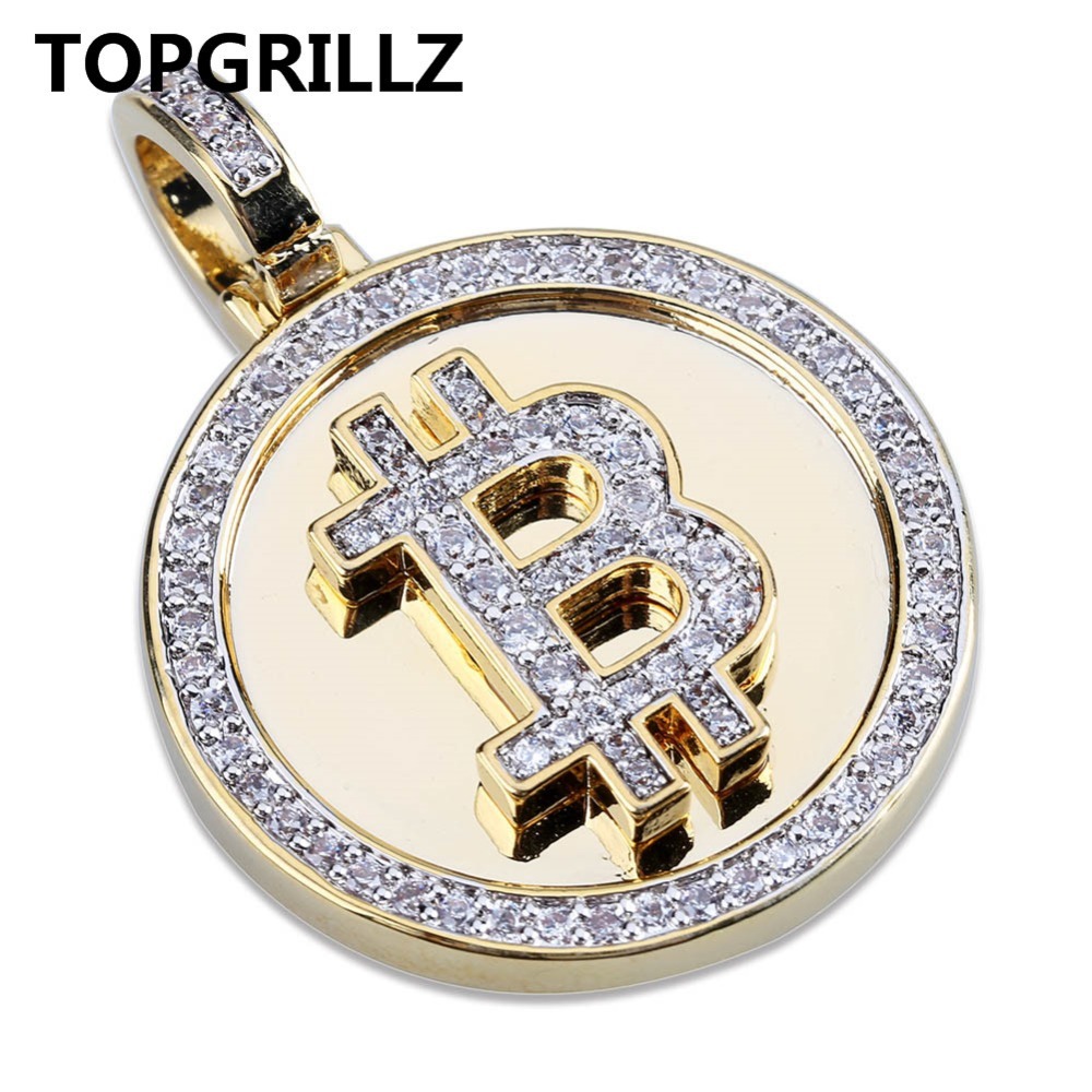 TOPGRILLZ Hip Hop Gold Color Plated Iced Out Micro Pave Zirconia Round Bitcoin Pendant Necklace For Men Three Chains X0509
TOPGRILLZ Hip Hop Gold Color Plated Iced Out Micro Pave Zirconia Round Bitcoin Pendant Necklace For Men Three Chains X0509