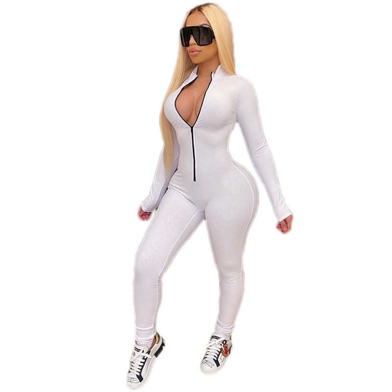 Designers Women Clothes 2023 popular women wear solid color long sleeve Slim Fit zipper Jumpsuit pants