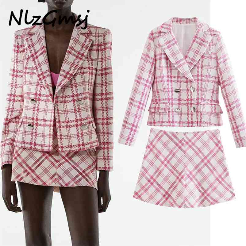 Spring 2 Piece Set Women Plaid Cropped Blazer Office Female Suit Checked Mini Tweed High Waist Skirt 05 210628, As picture
Spring 2 Piece Set Women Plaid Cropped Blazer Office Female Suit Checked Mini Tweed High Waist Skirt 05 210628, As picture