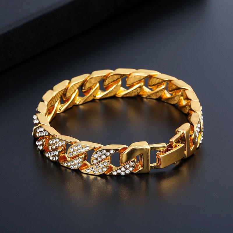 Miami Curb Cuban Chain Bracelets 8inch Gold Silver Black Icedout Rhinestone Bling CZ Rapper Link Bracelet Men Hip Hop Punk Nightclub Jewelry
Miami Curb Cuban Chain Bracelets 8inch Gold Silver Black Icedout Rhinestone Bling CZ Rapper Link Bracelet Men Hip Hop Punk Nightclub Jewelry