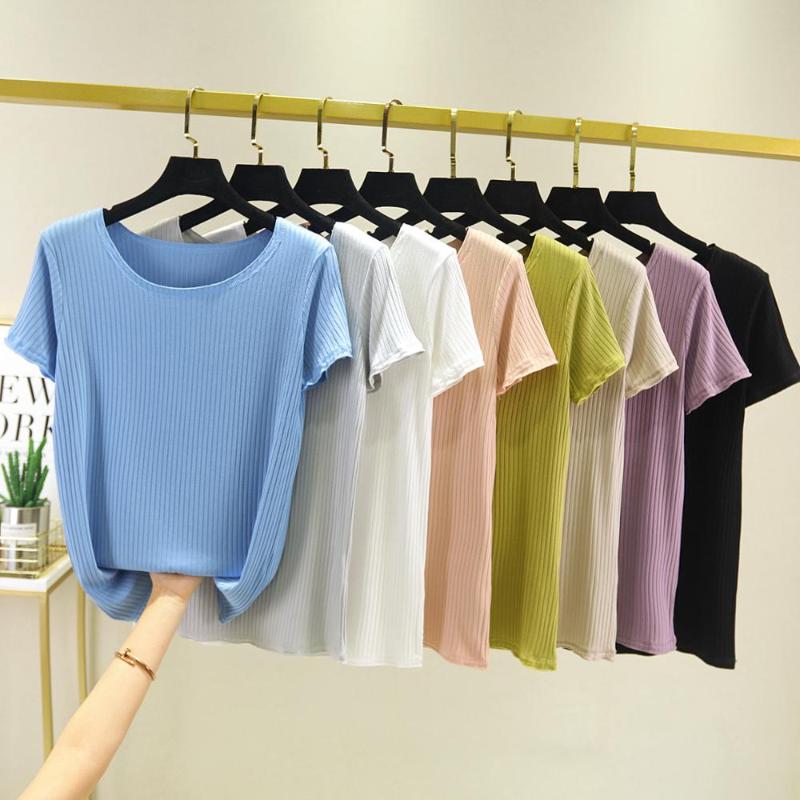 Women's T-Shirt Tops Tees Ribbed 95% Cotton Summer Ladies Casual Under Shirt Womens Roupas Femininas Short Sleeve T Shirts For Women, D1248 skin
Women's T-Shirt Tops Tees Ribbed 95% Cotton Summer Ladies Casual Under Shirt Womens Roupas Femininas Short Sleeve T Shirts For Women, D1248 skin