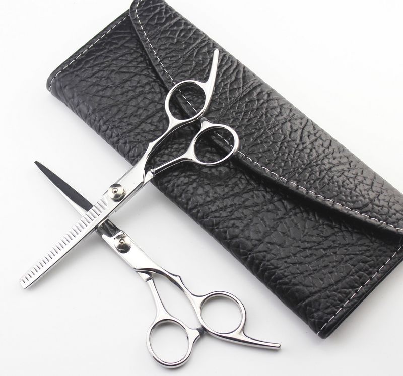 hot sale stainless steel precise polishing cutting/thinning scissors kit with leather case free shipping