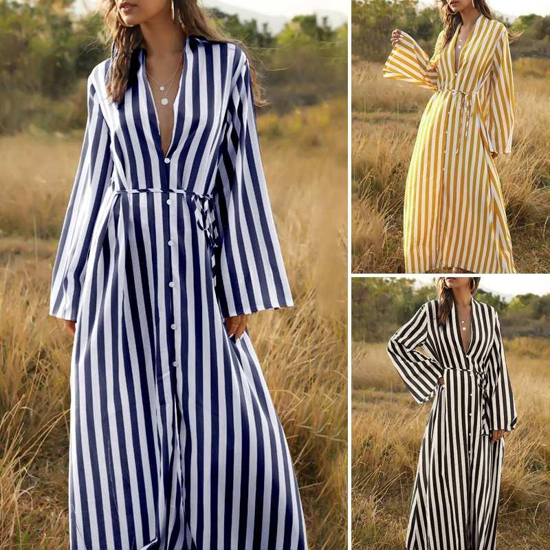 Maxi Long Dresses for Women 2021 ZANZEA Ladies Striped Sundress Female Lace Up Vestidos Plus Size 5XL Casual Long Sleeve Robe, Black;gray
Maxi Long Dresses for Women 2021 ZANZEA Ladies Striped Sundress Female Lace Up Vestidos Plus Size 5XL Casual Long Sleeve Robe, Black;gray