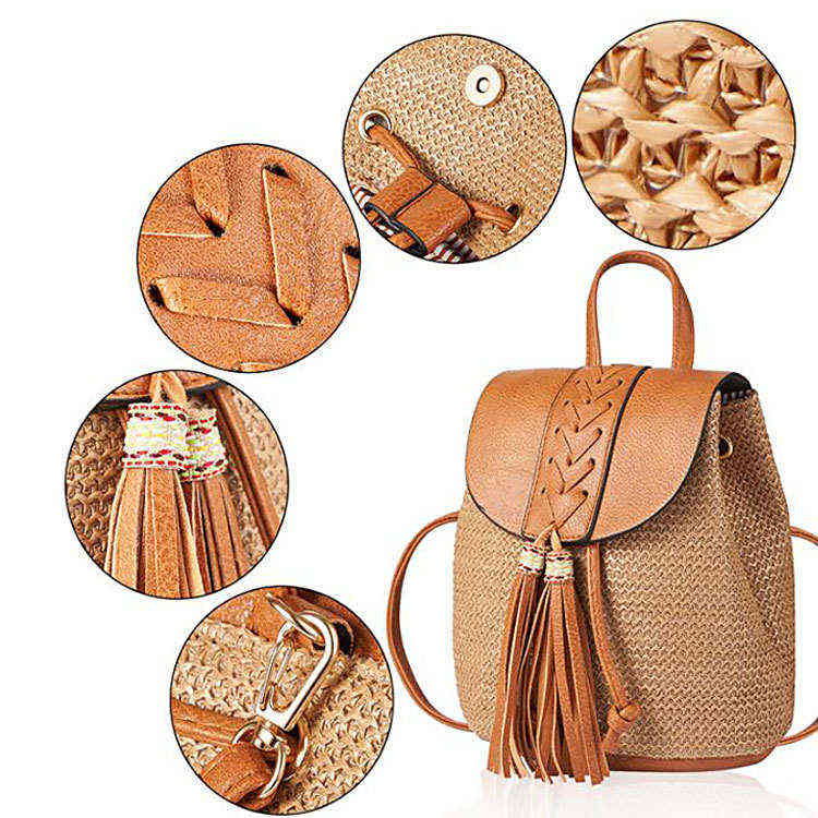 Straw Bag Women Straw Backpack Handmade Rattan Female Summer Fresh Sweet Backpacks Wicker Bags for Women Y1105