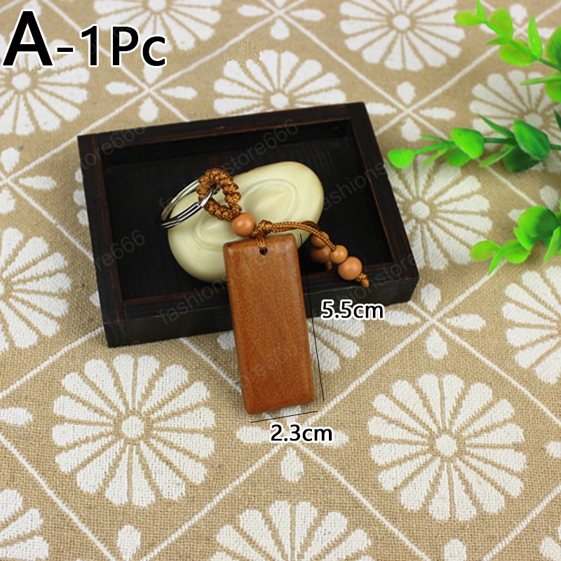 Blank Wood Keychain Rectangular Mahogany Wooden Pendant Keyring Promotion Tags Signage Car Key Chain Ring Charms DIY Accessories
