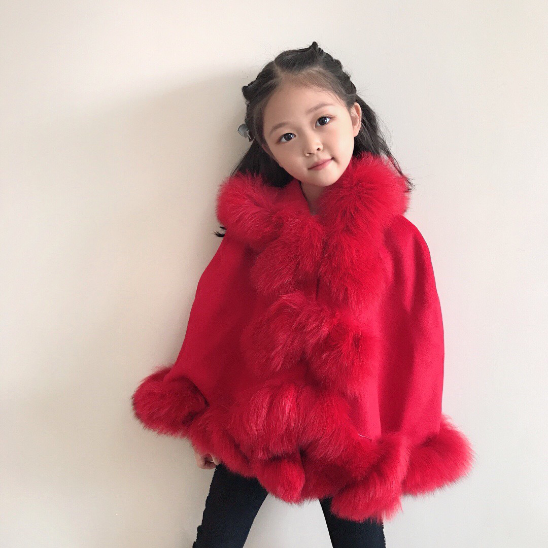 Infant Baby Girl Princess Cloak Fashion Winter Warm Kids Girls Cute Fur Hooded Jacket Children poncho Outerwear Coat