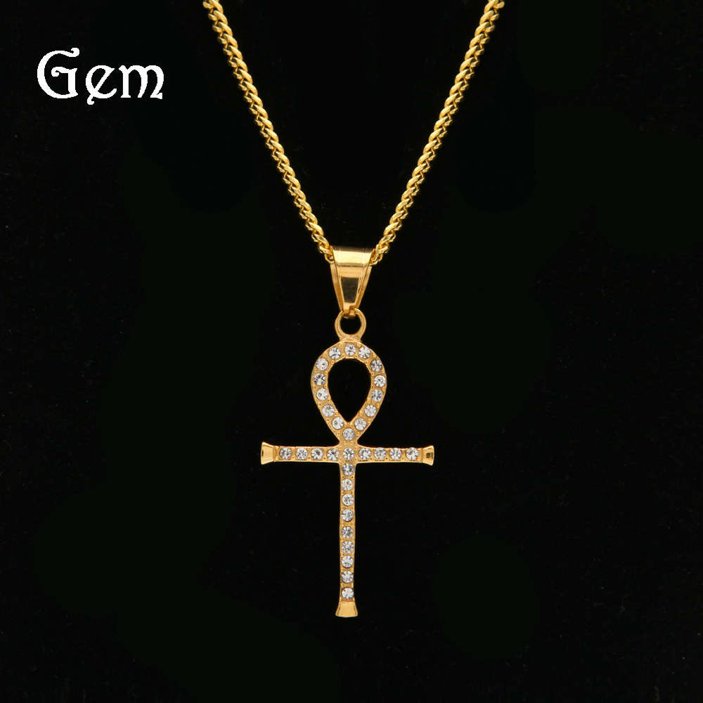 Hip hop men's diamond inlaid Anhe life key pendant hot selling stainless steel color preserving cross
Hip hop men's diamond inlaid Anhe life key pendant hot selling stainless steel color preserving cross