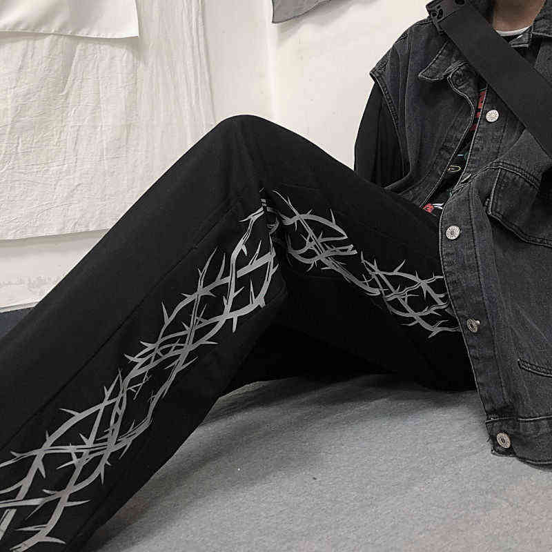HOUZHOU Pants Women Printed Loose Unisex Couples Trousers Harajuku Streetwear Hip Hop Vintage Korean Fashion Wide Leg 211115