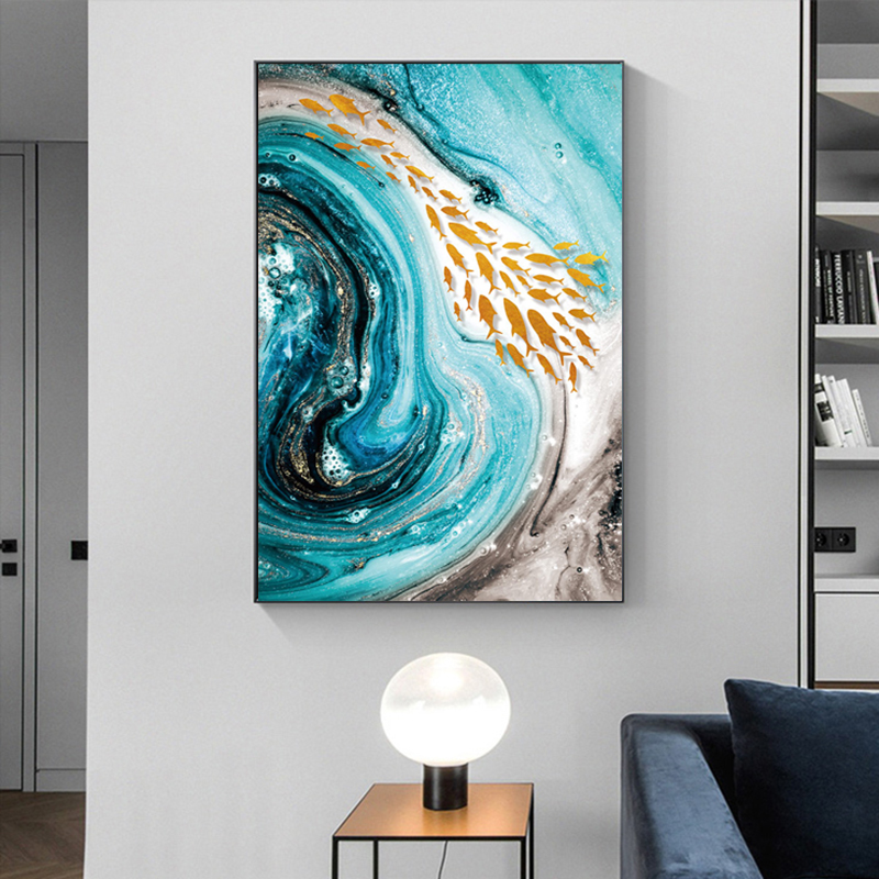 Fish Beach Abstract Pictures Canvas Prints Wall Art For Living Room Decoration Posters And Prints For Home NO FRAME