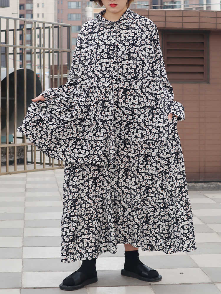 VANOVICH Spring Pluz Size Long Sleeve Cotton Fashion Casual Print Women Dress Korean Style Wild Clothing 210615Z