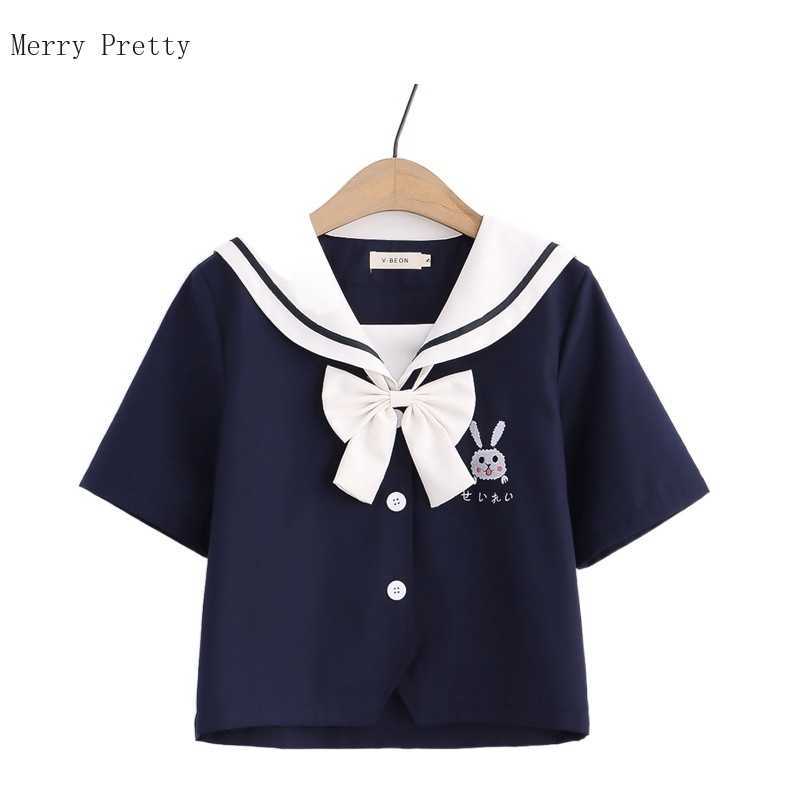 cartoon embroidery bow Casual Shirt Women summer short sleeve sailor collar cotton blouse sweet style Ladeis Basic cute Top 210526, Navy blue
cartoon embroidery bow Casual Shirt Women summer short sleeve sailor collar cotton blouse sweet style Ladeis Basic cute Top 210526, Navy blue