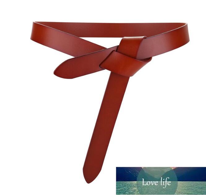 Newest Design knot cowskin belts for women soft real leather knotted strap belt long genuine dress accessories lady waistbands