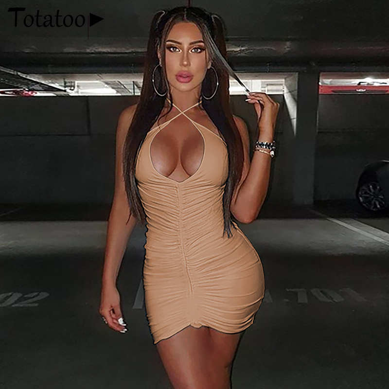 Totatoop Sexy Open Back Halter Bandage Dress Women 2021 Summer Backless Ruffles Hollow Out Bodycon Mini Dress Club Party Vestidos, Khaki
Totatoop Sexy Open Back Halter Bandage Dress Women 2021 Summer Backless Ruffles Hollow Out Bodycon Mini Dress Club Party Vestidos, Khaki