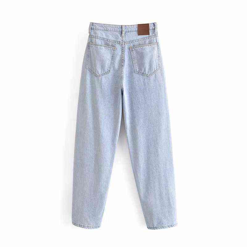 Wixra Women Streetwear Denim Pants Ladies Boyfriend Casual High Waist Light Blue Pockets Loose Jeans Autumn Spring 211129