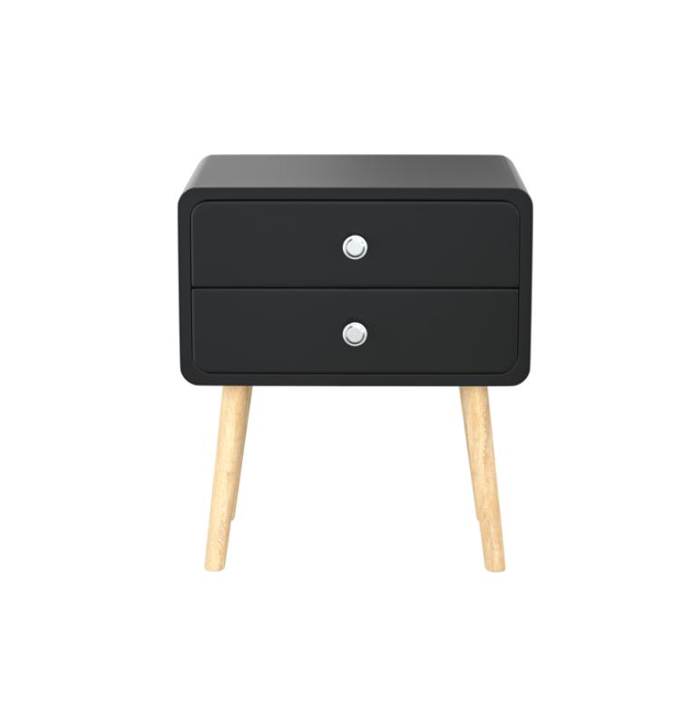 Bedroom Furniture Nightstand Round Corner Cabinet Bedside Table with 2 Drawers Suitable for Bedroom/Living Room/Side Table (Black)