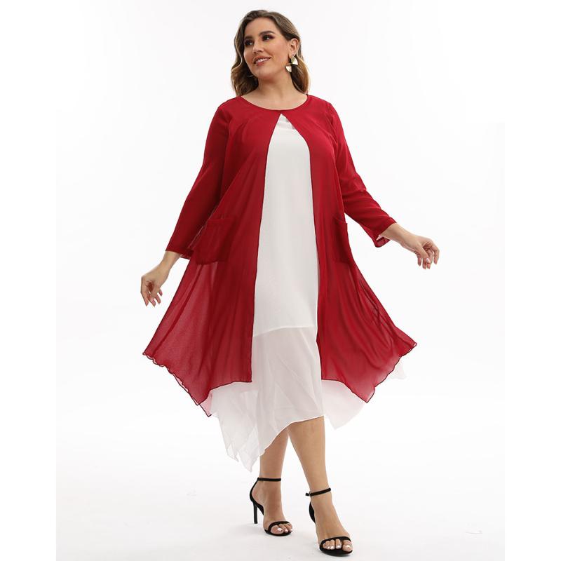 Plus Size Dresses Women Chiffon Casual Midi Dress Autumn Ladies Long Sleeve Double Lining Red Party 3XL 4XL 5XL, Black
Plus Size Dresses Women Chiffon Casual Midi Dress Autumn Ladies Long Sleeve Double Lining Red Party 3XL 4XL 5XL, Black