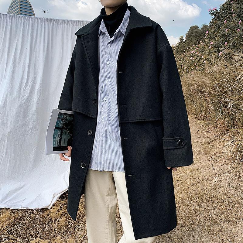 Men's Wool & Blends Winter Plus Velvet Woolen Coat Warm Fashion Casual Long Men Korean Oversize Mens Overcoat