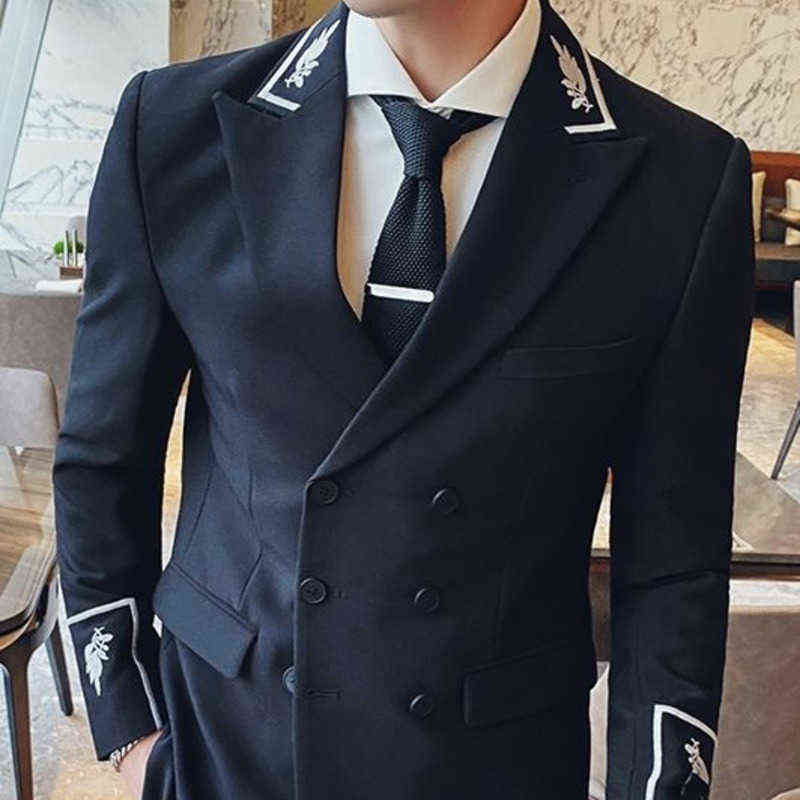 Chaqueta Hombre Formal Korean Suit Coat Men's Slim Fit Jacquard Embroidery Autumn Blazer Hombre Mens Stylish Blazer 211120
