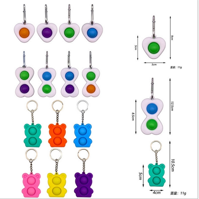 14 colors Pop Fidget Toys Simple Keychain Pendent Heart Bear 2 Balls Push Bubble Keychains Keyring Bag Decors GG314SIU, Red;brown
14 colors Pop Fidget Toys Simple Keychain Pendent Heart Bear 2 Balls Push Bubble Keychains Keyring Bag Decors GG314SIU, Red;brown