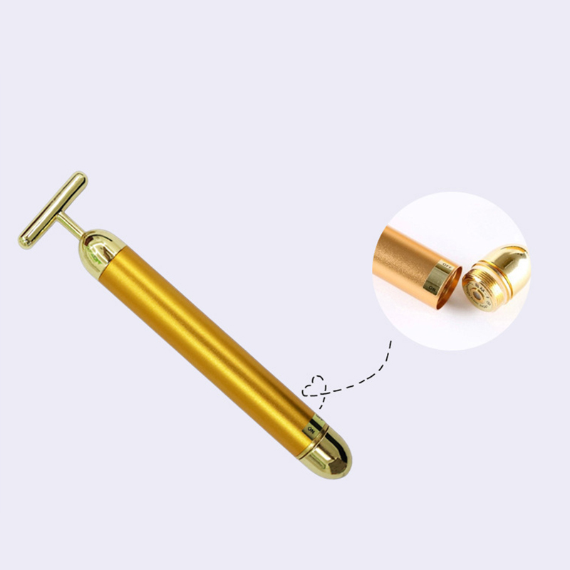 Party Favor 24k Gold Face Lift Bar Roller Vibration Slimming Massager Facial Stick Facial Beauty Skin Care T Shaped Vibrating Tool
