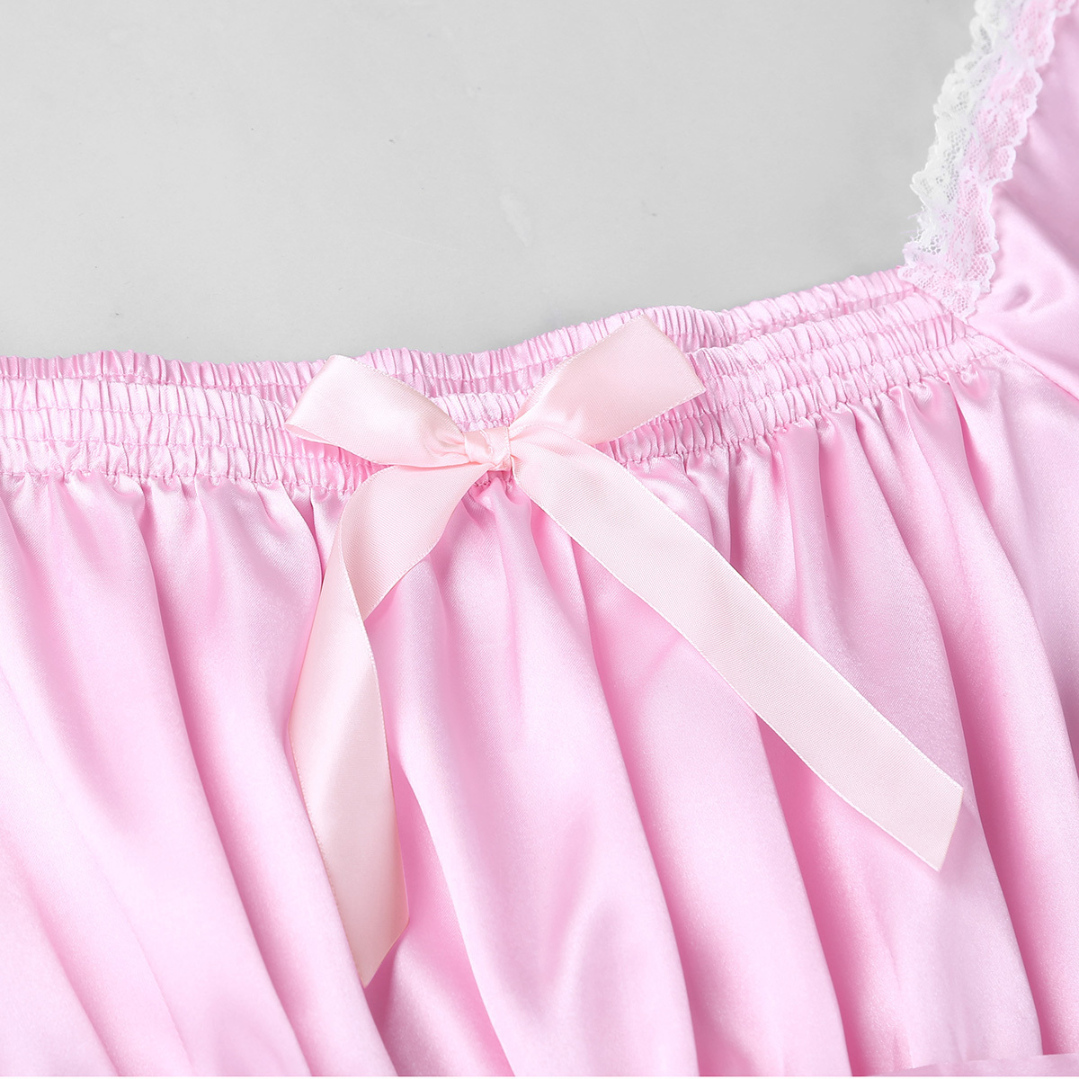 Mens Sexy Lingerie Underwear Dress Babydoll Costumes Shiny Crossdress Male with Sash Gay Bowknot Sissy Panties Underpants LY191222