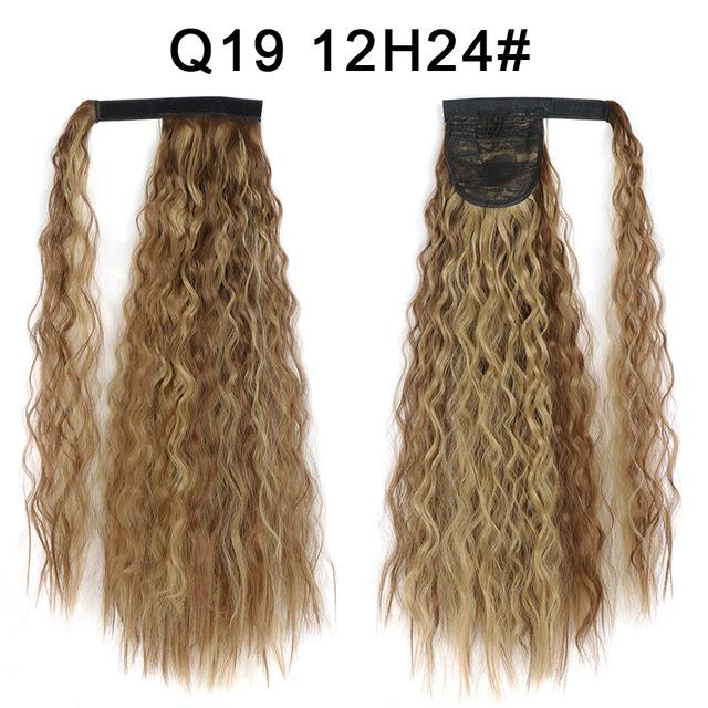 Synthetic Wigs Wrap On Clip Hair Long 22inch Curly Ponytail Hairpiece Ombre Brown Pony Tail Blonde Fack