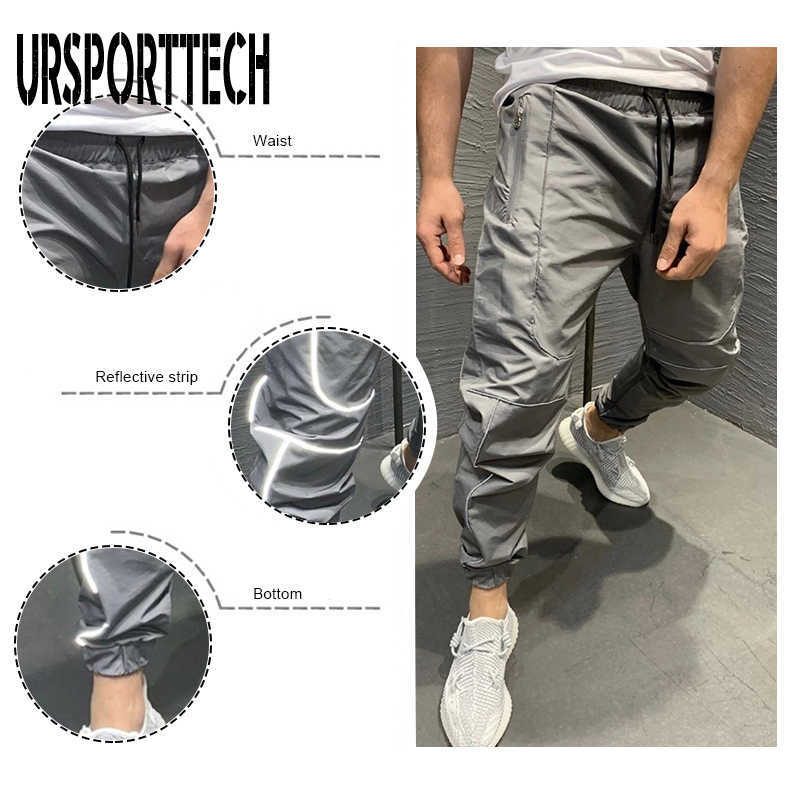 Pants Men Joggers Streetwear Hip Hop Casual Loose Reflective Pantalones Harem Cargo Pants Trousers Sport Casual Plus Size Pants 210528