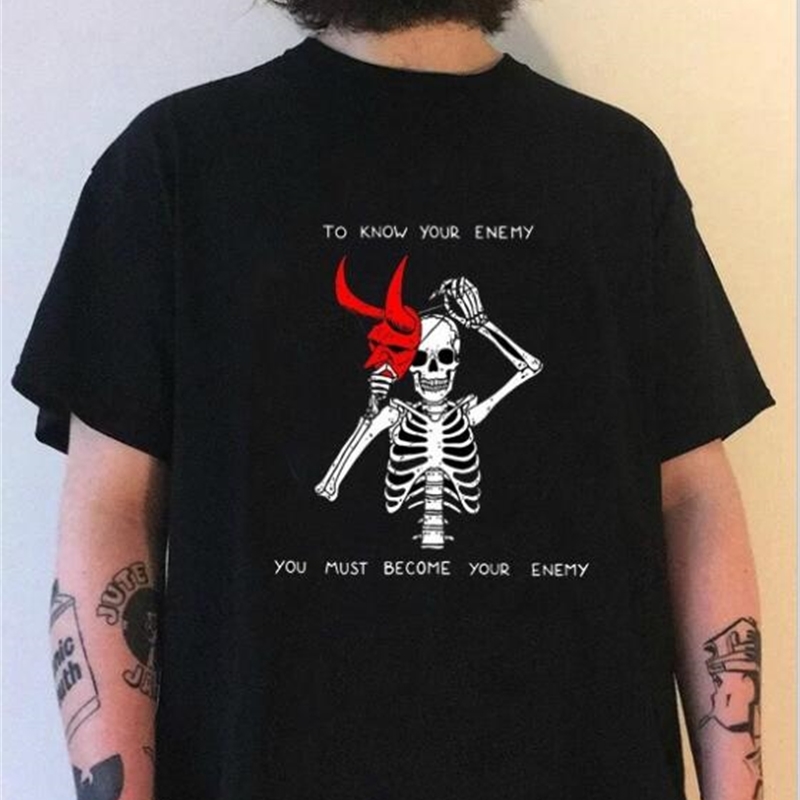 Kuakuayu HJN No Flesh No Brain but Still in Pain Skull Funny Quotes Printed T Shirt Women Short Sleeve Street Style Tee Tops 210302
