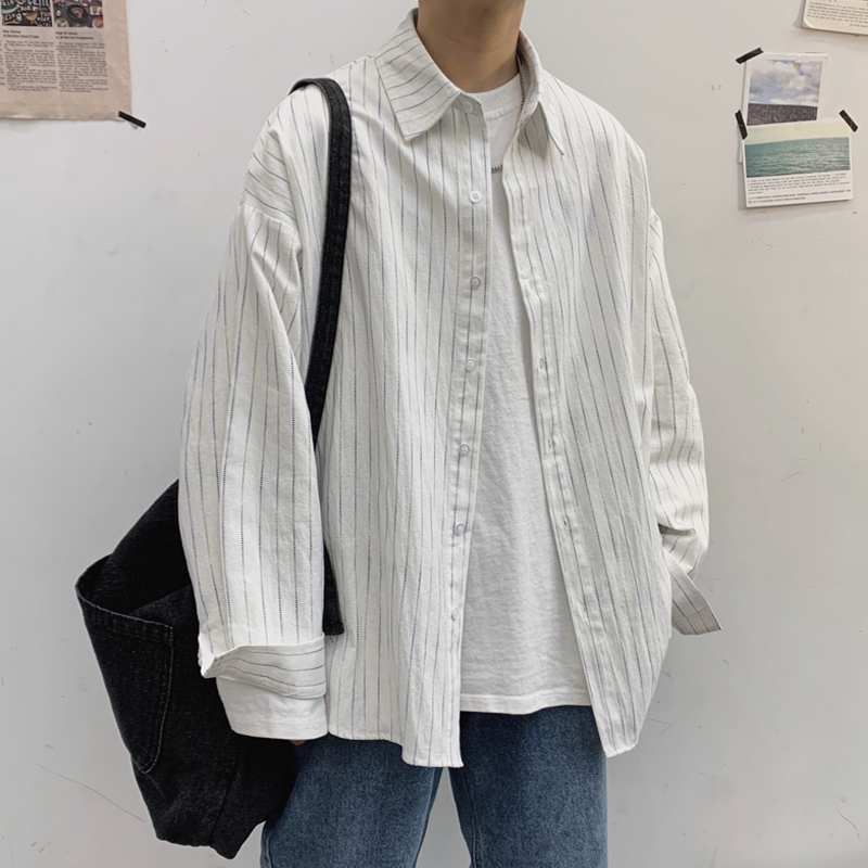 2021 New Men's Stripe Printing Loose Clothes Coats Long Sleeve Hawaiian Shirt Tide Fashion White/grey/black Shirts Camisa Masculina Ehpc
2021 New Men's Stripe Printing Loose Clothes Coats Long Sleeve Hawaiian Shirt Tide Fashion White/grey/black Shirts Camisa Masculina Ehpc