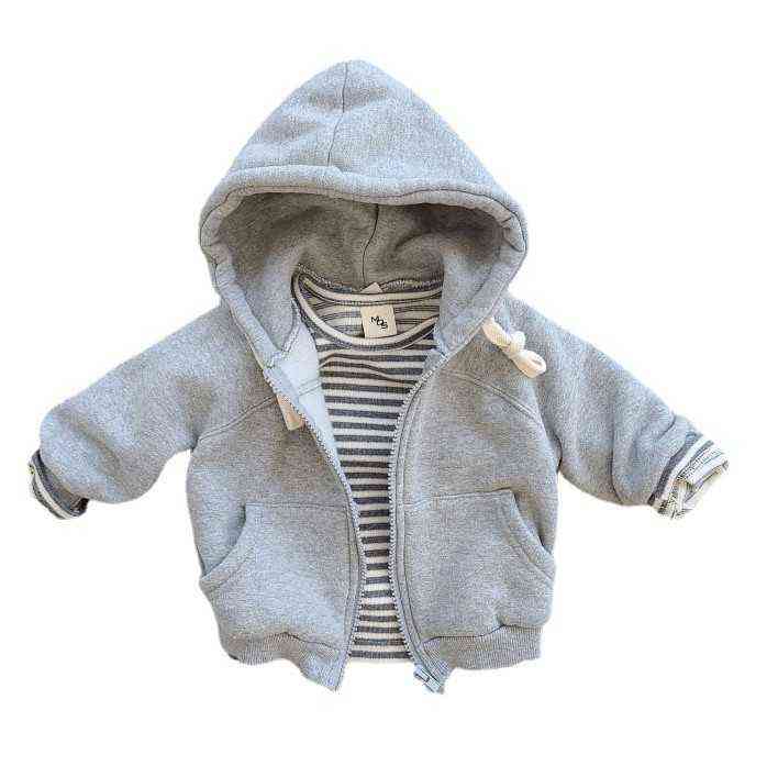 Korean Baby Clothes Hoodies Girls Boys Cotton Fleece Sweatshirt Kids Hooded Jacket Oversized Hoodie Wholesale 211110