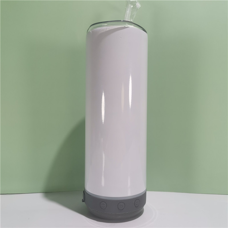 sublimation Bluetooth speaker tumbler 20oz straight tumblers coloful o Stainless Steel bottom Cool Music Cup Creative Double W6946565