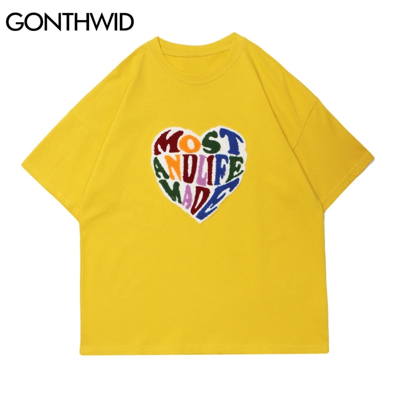 T-Shirts Casual Harajuku Hip Hop Men Embroidery Letter Heart Short Sleeve Tees Cotton Streetwear Loose Tshirt Tops Male 210602, White
T-Shirts Casual Harajuku Hip Hop Men Embroidery Letter Heart Short Sleeve Tees Cotton Streetwear Loose Tshirt Tops Male 210602, White