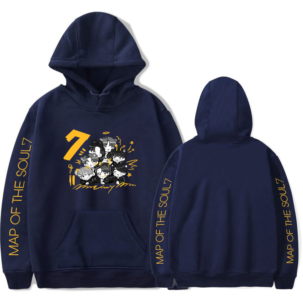 Kpop Cartoon Bangtan Boys Album Map of The Soul 7 WORLD TOUR Concert Hoodies Sweatshirt Men/Women Hoodies Kpop Harajuku hoodies 201102