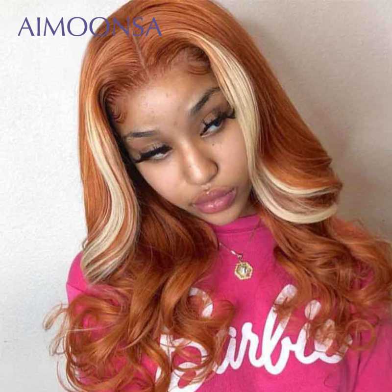 Lace Wigs Blonde 613 Frontal Wig Hd Transparent Ginger Front Full Colored Human Hair Highlight Deep Wave Orange