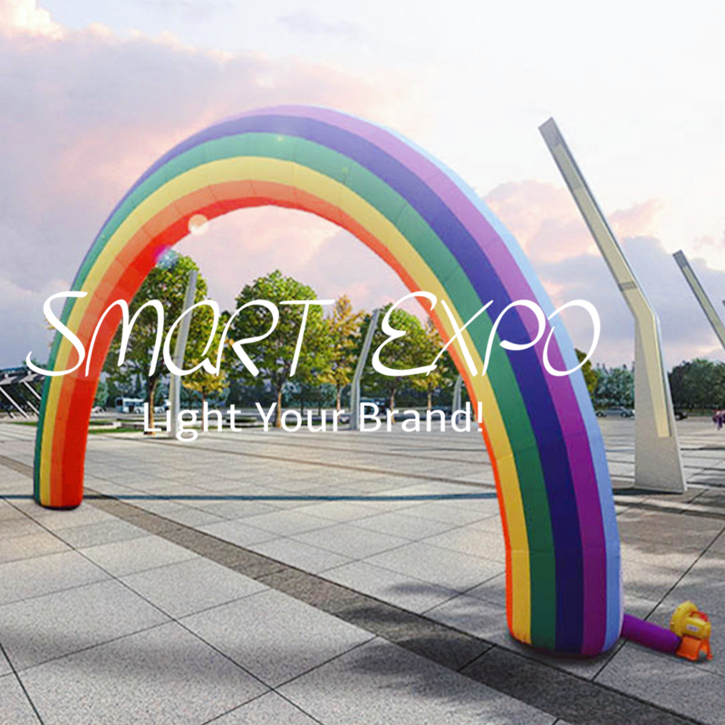 Custom Inflatable Archway 0.75xW8xH4m Rainbow Arch Promotion Stand with Full Printing and Blower