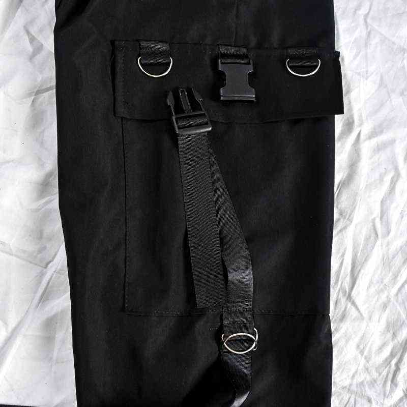 HOUZHOU Gothic Women Black Cargo Pants Harajuku Punk Chain Trousers Female Hip Hop Mall Goth Streetwear Techwear Egirl Grunge 211115