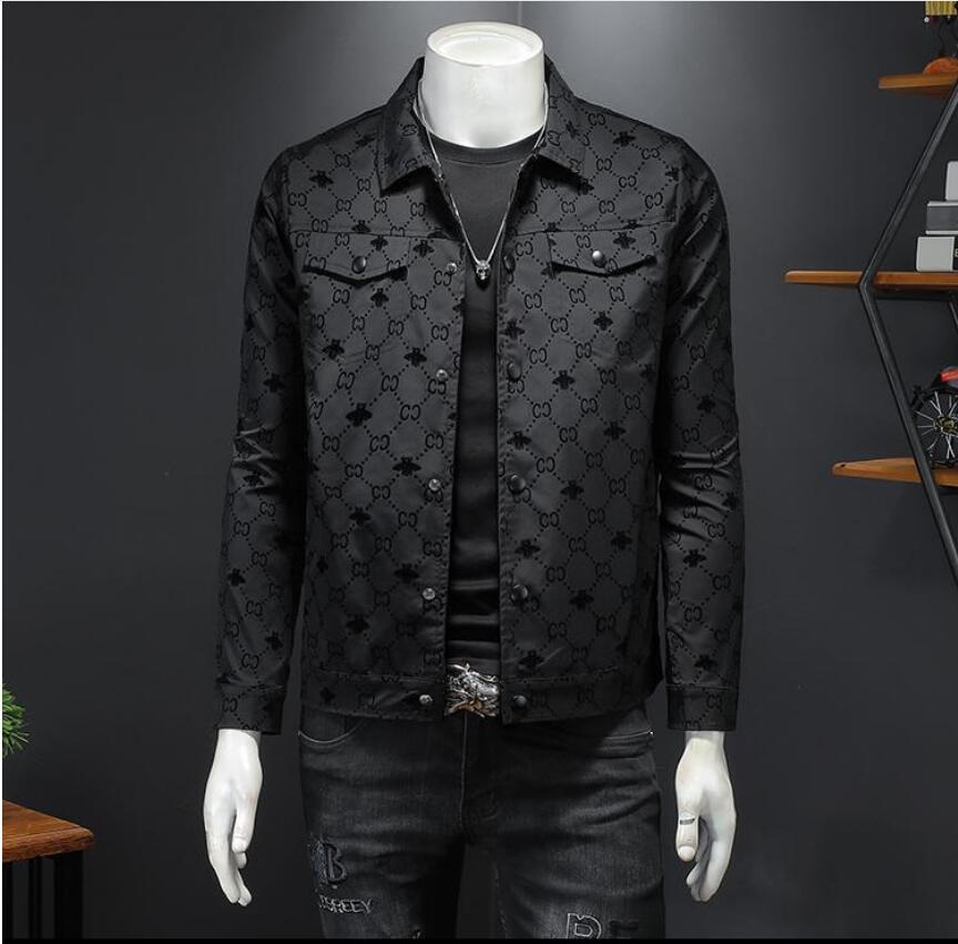 autumn new men039s jacket Korean slim fit Lapel print European Station Youth jacket trendy men039s jacket