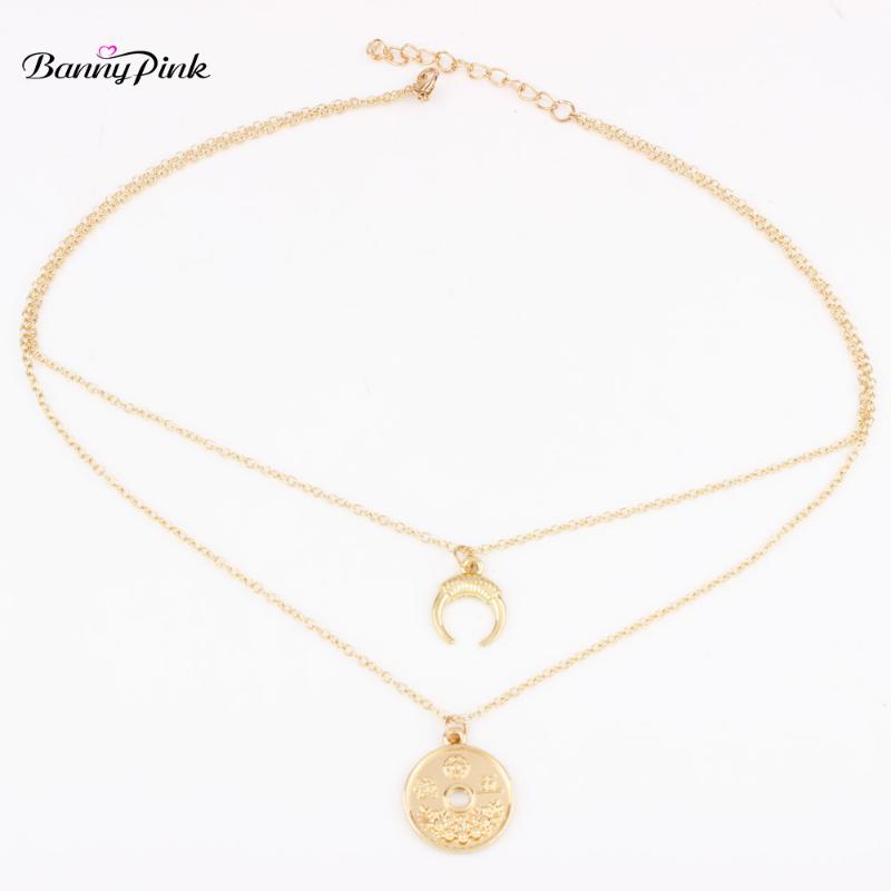 Pendant Necklaces Banny Pink Hip Hop Crescent Moon Coin Layer Pendants Choker Necklace For Women Punk 2 Clavicle Chain Collar Sexy Party
Pendant Necklaces Banny Pink Hip Hop Crescent Moon Coin Layer Pendants Choker Necklace For Women Punk 2 Clavicle Chain Collar Sexy Party