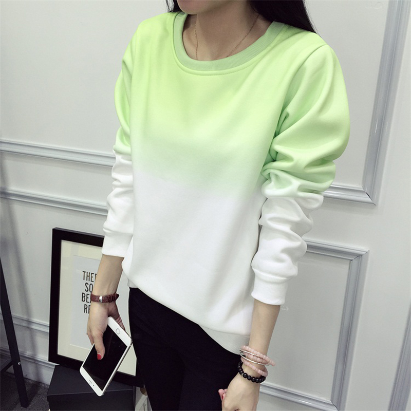 Fall Winter Fashion Cool Gradient Hit Color Women Hoodies Sweatshirt Street Full Sleeve Loose M-XXL Tracksuits Female 201217