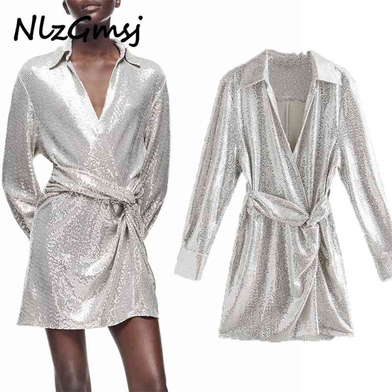 Dres Spring Autumn Fashion V-neck High Waist Sequins Long Sleeve Solid Color Personality Mini 210628, As picture
Dres Spring Autumn Fashion V-neck High Waist Sequins Long Sleeve Solid Color Personality Mini 210628, As picture